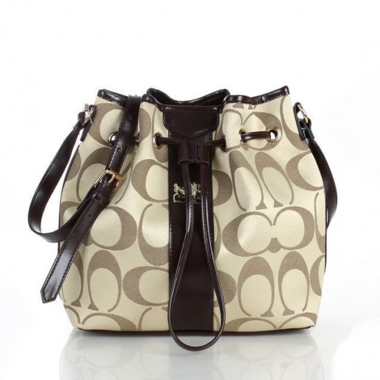 Coach Drawstring Medium Apricot Coffee Shoulder Bags FCA | Coach Outlet Canada - Click Image to Close
